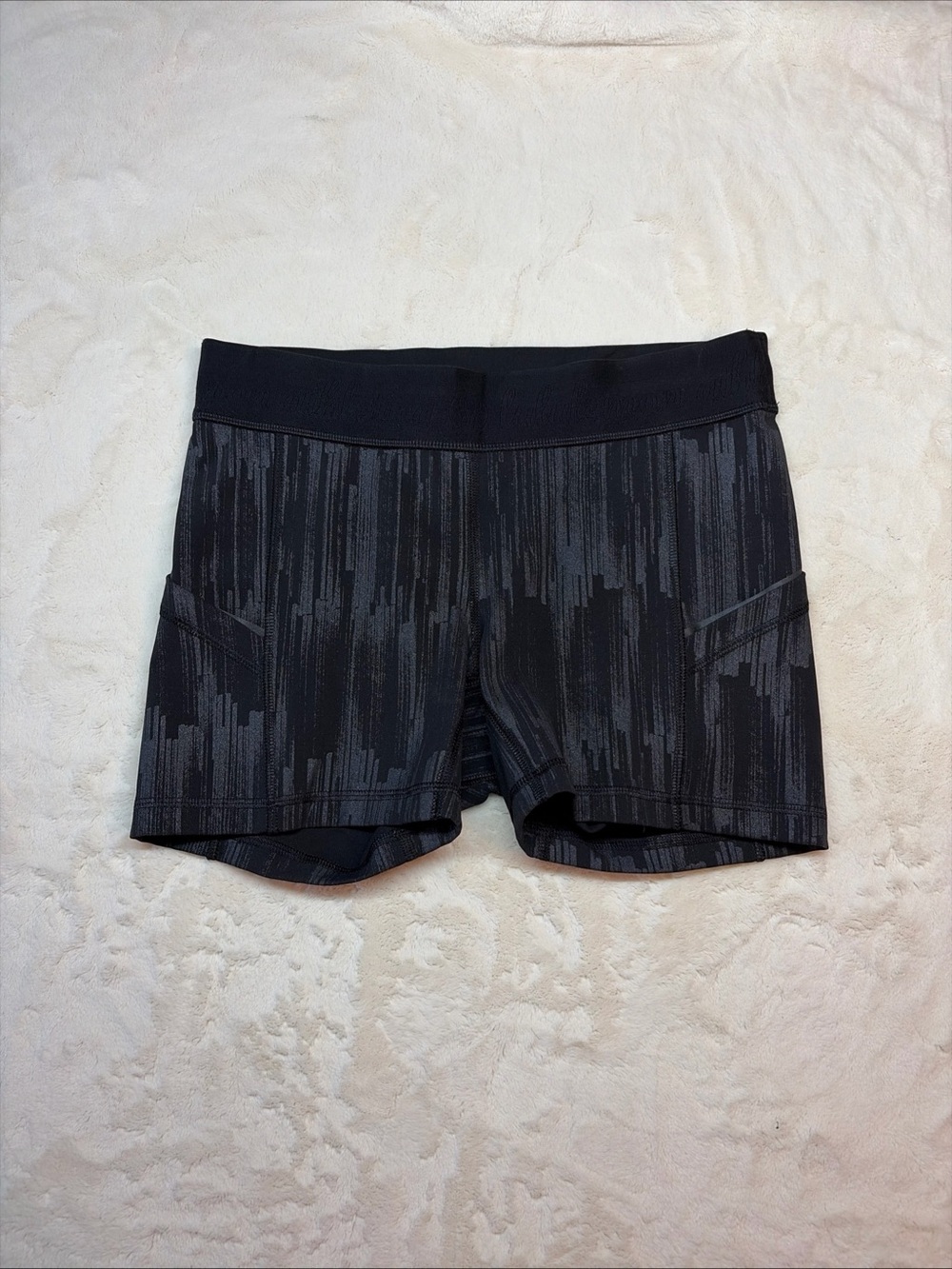 LULULEMON Athletica What The Sport Shorts Sz 6 Full On Luxtreme Black/Gray EUC